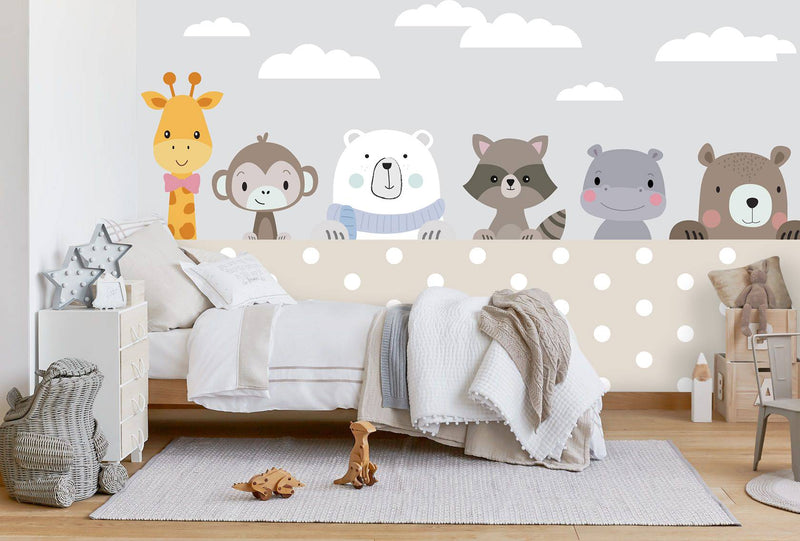 Animals Behind Garden Wallpaper, Wall sticker, Wall poster, Wall Decal - Luzen&co