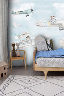 Cartoon Animal Pilots On Airplanes Self adhesive Wallpaper