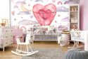 Heart Hot Air Balloon Wallpaper, Wall sticker, Wall poster