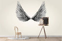Gray Background Black Wings Wall Mural Wallpaper -luzen and co
