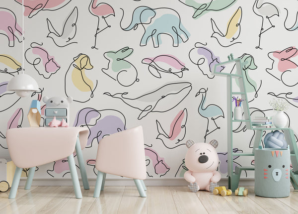 Cartoon Animal Figures Kids Wallpaper, Wall sticker, Wall poster, Wall Decal - Luzen&co