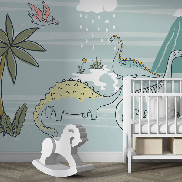 Dinosaur Life into Nature Wallpaper, Wall sticker, Wall poster, Wall Decal