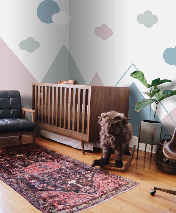 Clouds And Mountain Kids Self adhesive Wallpaper, Wall sticker, Wall poster, Wall Decal - Luzen&co