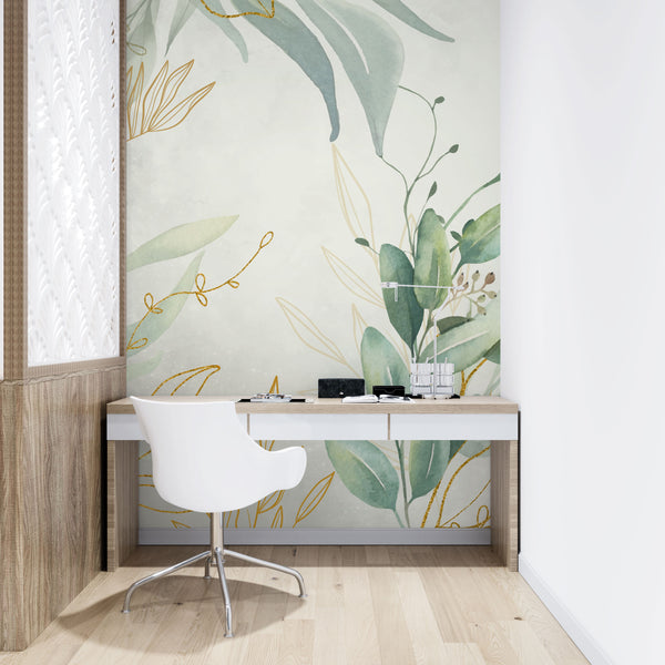 Soft Leaves Watercolor Wallpaper