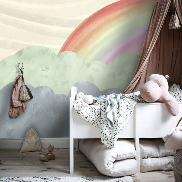 Clouds And Rainbow Kids Wallpaper, Wall sticker, Wall poster, Wall Decal - Luzen&co