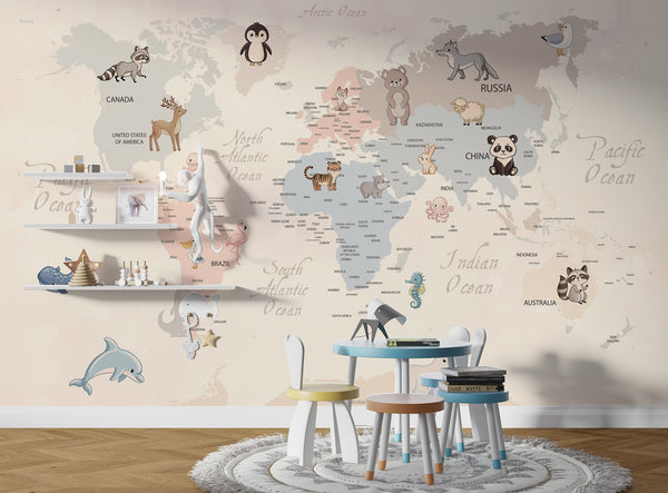Children’s Map Self adhesive Wallpaper, Wall sticker, Wall poster, Wall Decal - Luzen&co