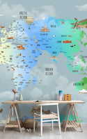 Kids and Nursery Map Self adhesive Wallpaper