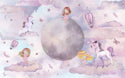 Purple Clouds Unicorns Self adhesive Wallpaper,, Wall sticker, Wall poster