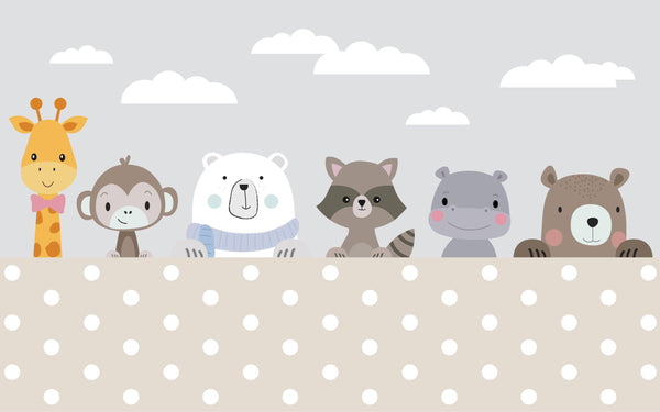 Animals Behind Garden Wallpaper, Wall sticker, Wall poster, Wall Decal - Luzen&co