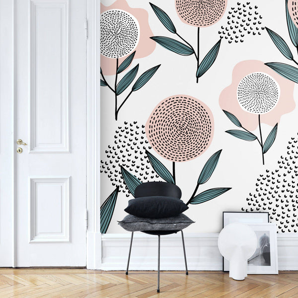 Pink Patterned Flower Wallpaper