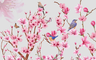 Pink Apricot Flowers Self adhesive Wallpaper