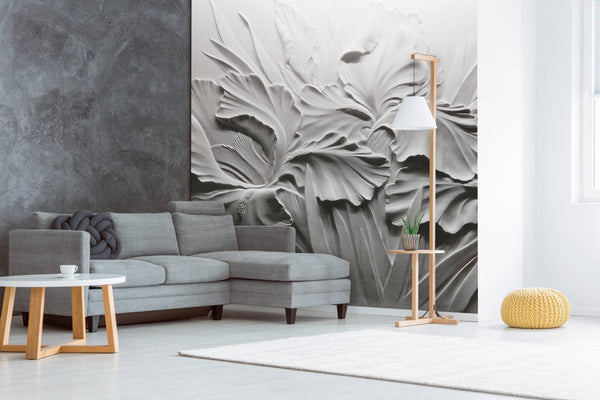 Grayscale Flowers Wall Mural Self adhesive Wallpaper - Luzen and co