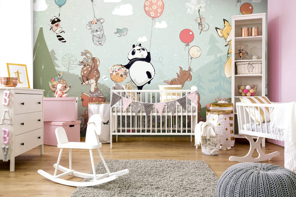 Animals Playing With Balloons Wallpaper, Wall sticker, Wall poster, Wall Decal - Luzen&co