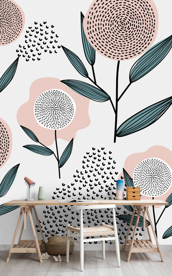 Pink Patterned Flower Wallpaper