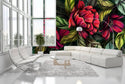 Green And Red Tones Floral Wallpaper