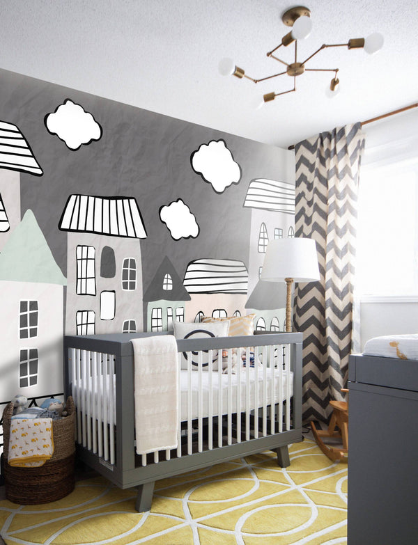 Cartoon Buildings Kids Wallpaper