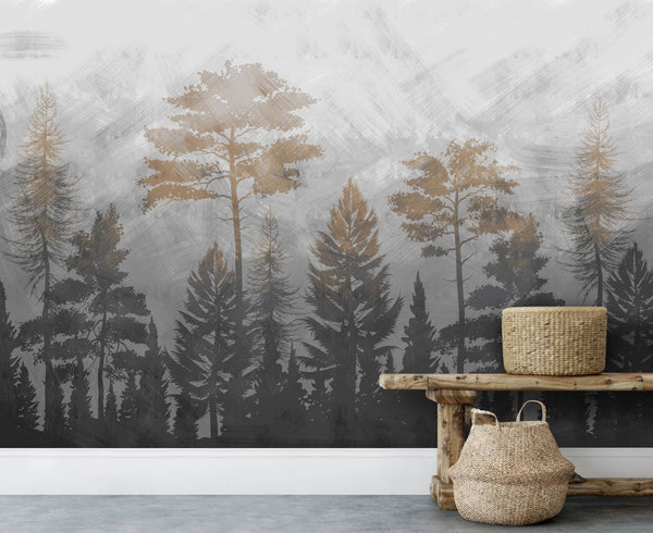 Dark Tones Tropical Forest Wallpaper