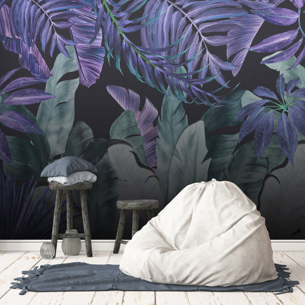 Big Tropical Leaves With Gradient Color Self Adhesive Wallpaper