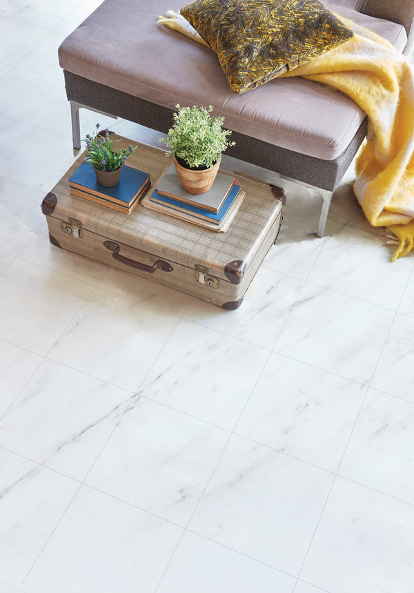 Peel and Stick Bianco Marble Vinyl Floor tiles