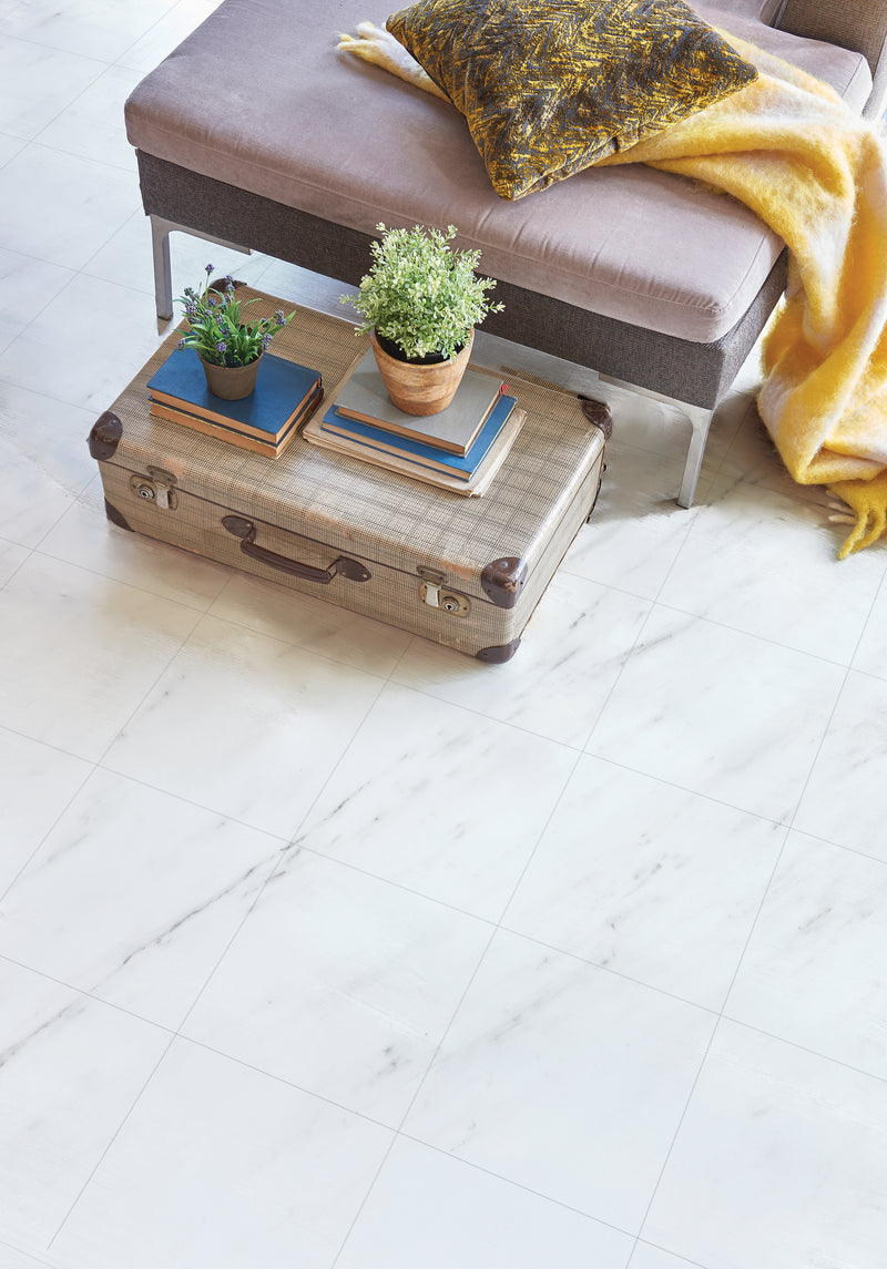 Peel and Stick Bianco Marble Vinyl Floor tiles