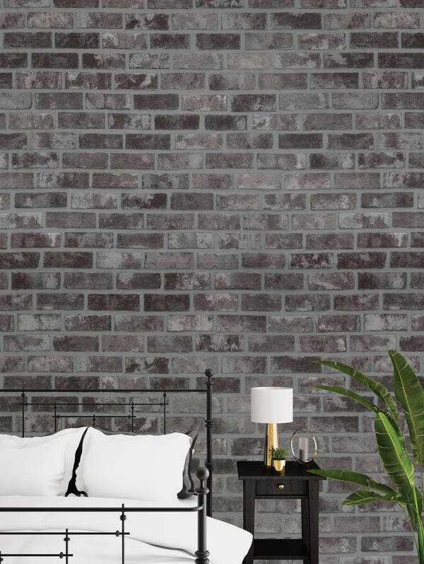 Premium Grey brick Self Adhesive Wallpaper Interior Film _W 123 cm - Luzen&Co