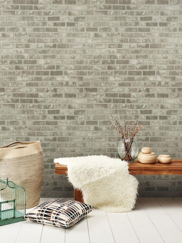 Premium Light Grey brick Self Adhesive Wallpaper Interior Film _W 123 cm