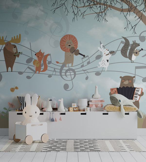 Animals with Musical Instruments Wallpaper Luzenandco Wallpaper shop in Sydney Australia Luzen&co