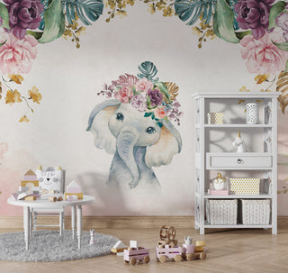 Soft Flowers And Elephant Wallpaper Luzenandco Wallpaper shop in Sydney Australia Luzen&co 