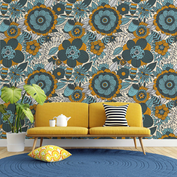 Geometrical Pattern Flowers Wallpaper, Wallpaper shop in Sydney, Australia