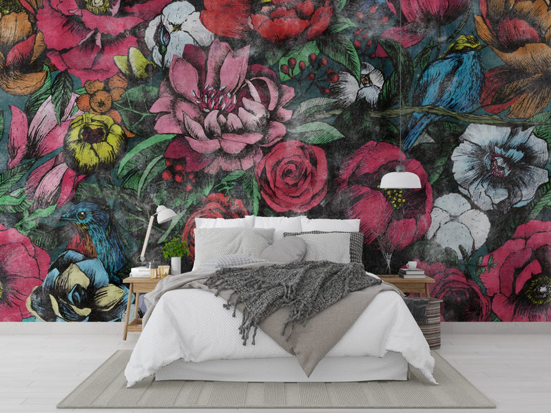 Retro Flowers Art Design Wallpaper, Wallpaper shop in Sydney, Australia