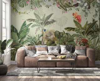 Tropical Leaves and Birds Design Wallpaper Luzenandco Wallpaper shop in Sydney Australia Luzen&co