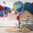 Watercolor Planets Kids Wall mural Luzenandco Wallpaper shop in Sydney Australia Luzen&co