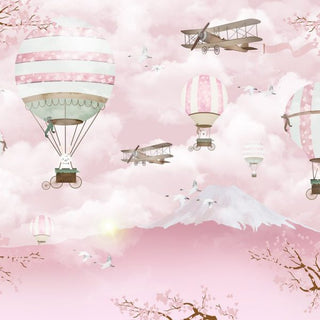 Hot Air Balloon with Pink Mountain Landscape Wallpaper Mural Wallpaper shop in Sydney, Australia