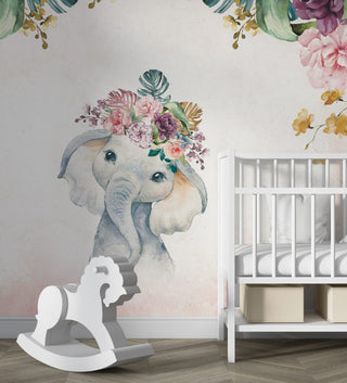 Soft Flowers And Elephant Wallpaper Luzenandco Wallpaper shop in Sydney Australia Luzen&co