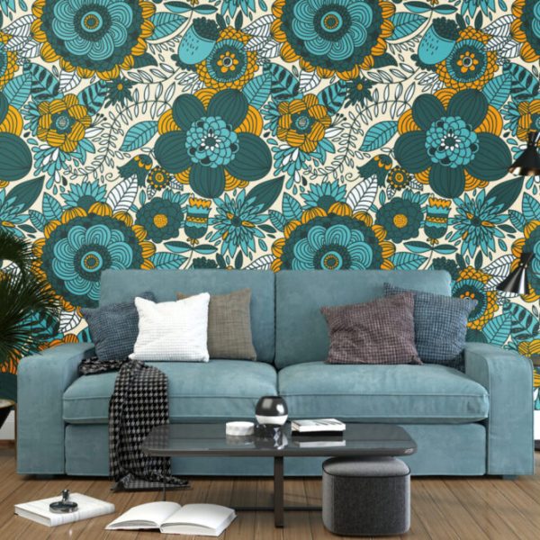 Geometrical Pattern Flowers Wallpaper, Wallpaper shop in Sydney, Australia