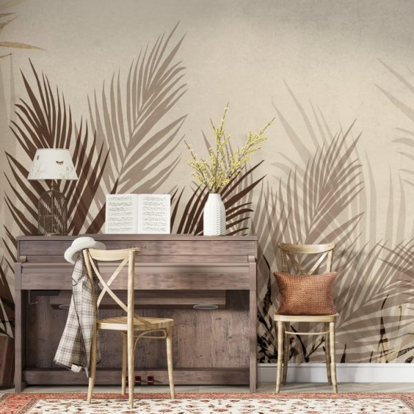 Abstract Leaf Design in Brown Tone Wallpaper Luzenandco Wallpaper shop in Sydney Australia Luzen&co