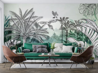 Wild life Tropical Self adhesive Wallpaper Peel and stick wallpaper - Luzen&Co