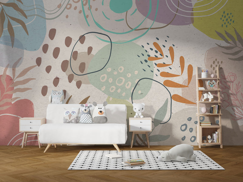 Floral and Geometric Pattern Wallpaper, Wall stickers