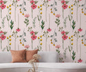 Grain Floral Pattern Pink Self adhesive Wallpaper