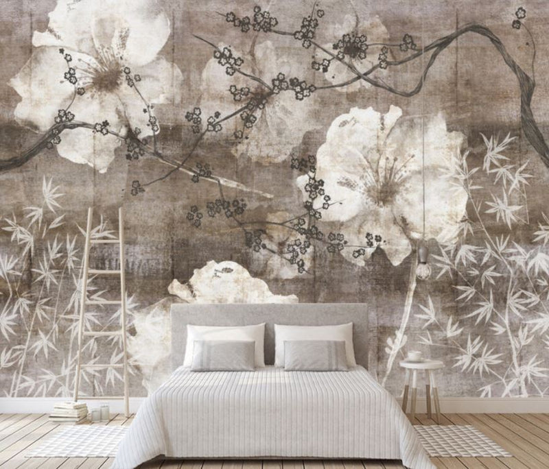 Soft Brown Floral Wallpaper