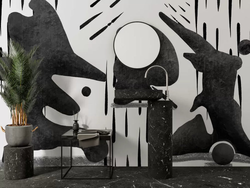Black Human Figures Modern Peel and Stick Wallpaper - Luzenandco Australia