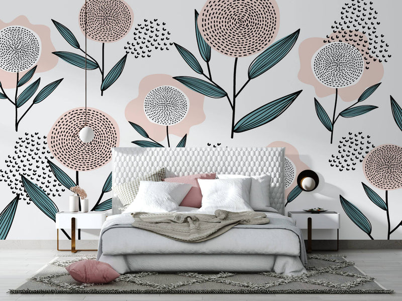 Pink Patterned Flower Wallpaper