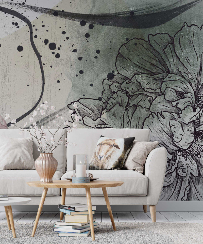 Linear Carnations Watercolor Wallpaper