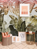 Big Tropical Leaves With Gradient Color Self Adhesive Wallpaper