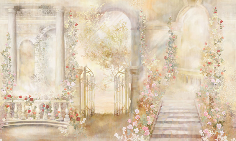 Roman Gates With Flowers Wallpaper