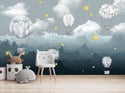 Flying Balloons and Mountain View Wallpaper, , Wall sticker, Wall poster, Wall Decal - Luzen&co
