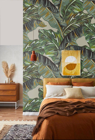 Green Palm Leaves Designed Self adhesive wallpaper