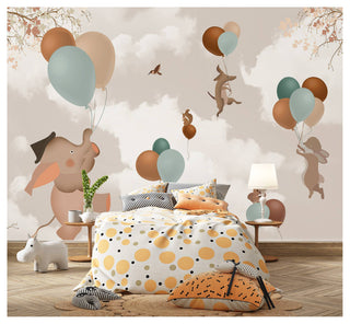 Cloudy Sky Flying Animals Self adhesive wallpaper, Wall sticker, Wall poster, Wall Decal - Luzen&co