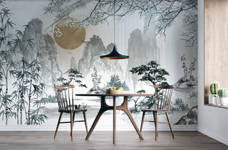 Bamboo Trees and Lake View Self Adhesive Wallpaper
