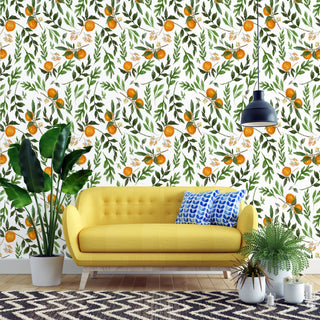 Orange Trees Leaves Self adhesive Wallpaper